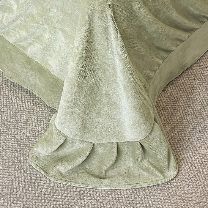 91家纺网 家纺一手货源 找家纺 金阳光家纺 2025新款A类立体雕花蝴蝶结包边款牛奶绒四件套-舞蝶系列 舞蝶-蝶绿