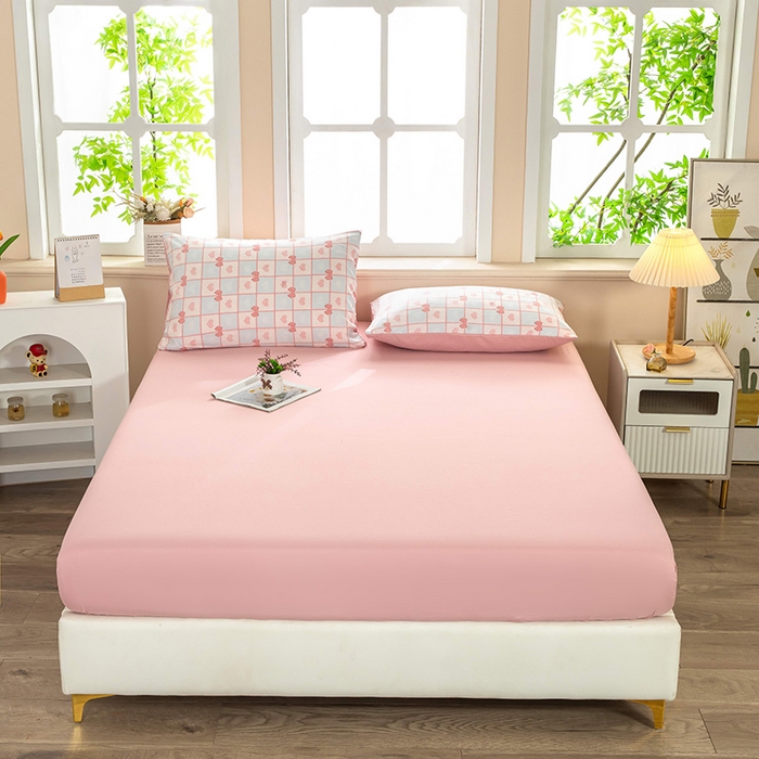 91家纺网 家纺一手货源 找家纺 亦帆枕芯 2025新款水洗棉四件套 粉蓝甜心