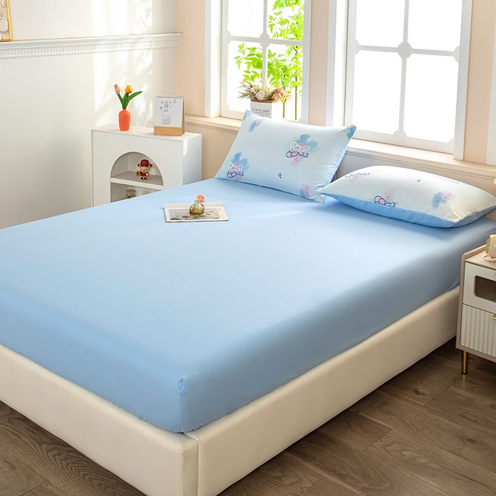 91家纺网 家纺一手货源 找家纺 亦帆枕芯 2025新款水洗棉四件套 幻彩小熊-蓝