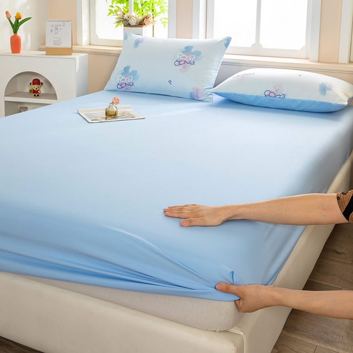 91家纺网 家纺一手货源 找家纺 亦帆枕芯 2025新款水洗棉四件套 幻彩小熊-蓝