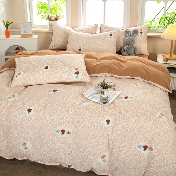 91家纺网 家纺一手货源 找家纺 亦帆枕芯 2025新款水洗棉四件套 皇冠萌犬