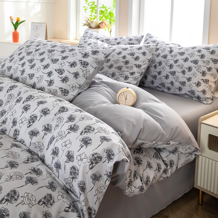 亦帆枕芯 2025新款水洗棉四件套 墨绘繁花