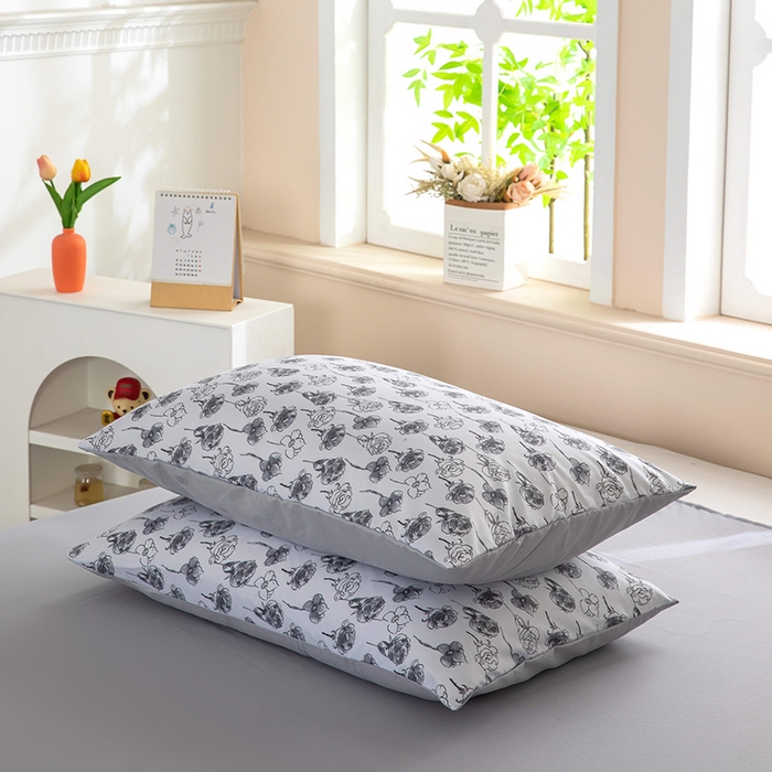 91家纺网 家纺一手货源 找家纺 亦帆枕芯 2025新款水洗棉四件套 墨绘繁花