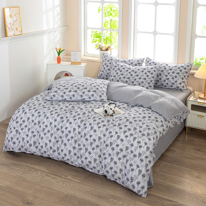 91家纺网 家纺一手货源 找家纺 亦帆枕芯 2025新款水洗棉四件套 墨绘繁花