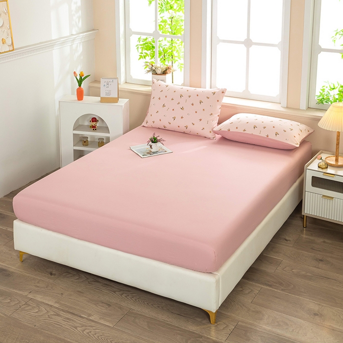 91家纺网 家纺一手货源 找家纺 亦帆枕芯 2025新款水洗棉四件套 浅粉花语