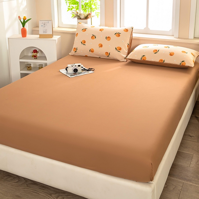 91家纺网 家纺一手货源 找家纺 亦帆枕芯 2025新款水洗棉四件套 浅桃橘影