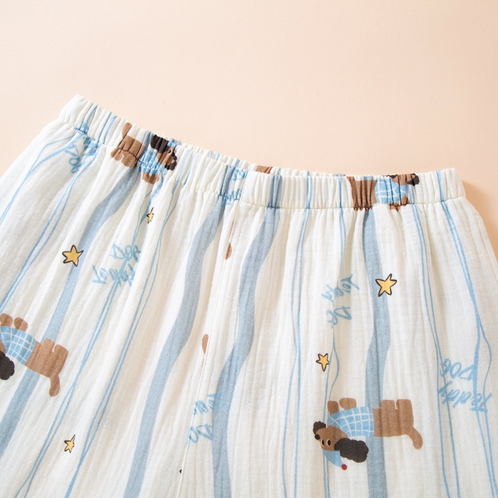 91家纺网 家纺一手货源 找家纺 （总）洛兰沙家居馆【只代发】【只代发】2025新款日系简约纯棉双层纱绉布女士睡衣春秋夏季薄款长袖长裤可外穿家居服