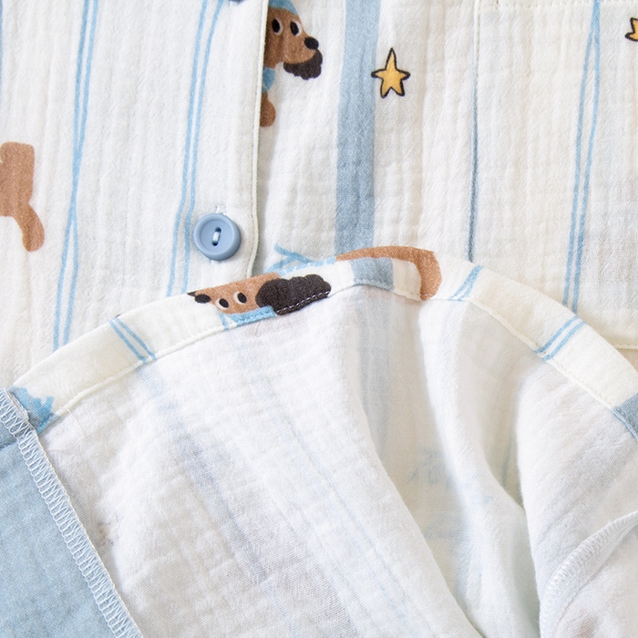 91家纺网 家纺一手货源 找家纺 （总）洛兰沙家居馆【只代发】【只代发】2025新款日系简约纯棉双层纱绉布女士睡衣春秋夏季薄款长袖长裤可外穿家居服