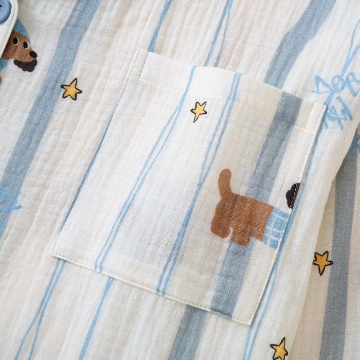 91家纺网 家纺一手货源 找家纺 （总）洛兰沙家居馆【只代发】【只代发】2025新款日系简约纯棉双层纱绉布女士睡衣春秋夏季薄款长袖长裤可外穿家居服