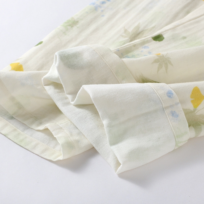 91家纺网 家纺一手货源 找家纺 （总）洛兰沙家居馆【只代发】【只代发】2025新款日系简约纯棉双层纱布女士睡衣春秋夏季薄款长袖长裤可外穿家居服