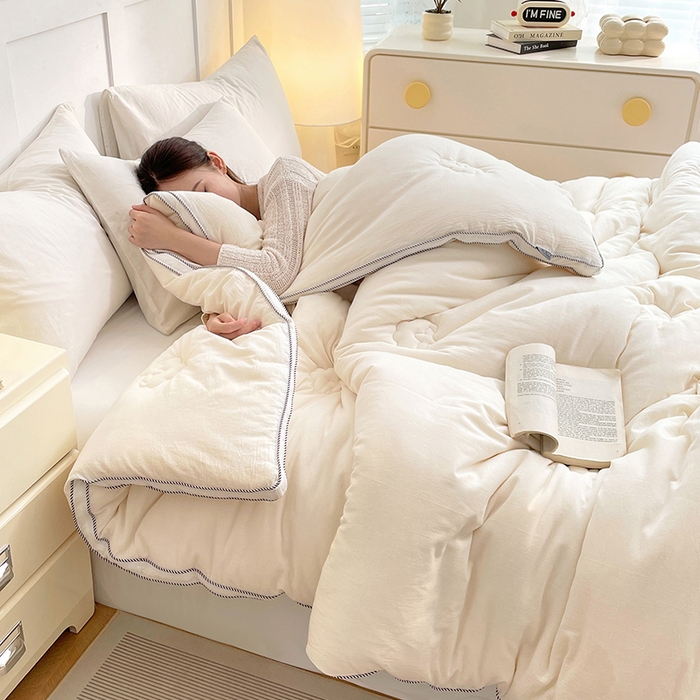 91家纺网 家纺一手货源 找家纺 VIP被业 2025新款新疆棉里外水洗棉全棉冬被被子被芯 白色