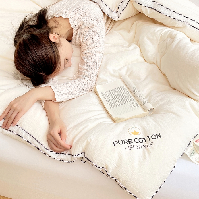 91家纺网 家纺一手货源 找家纺 VIP被业 2025新款新疆棉里外水洗棉全棉冬被被子被芯 白色