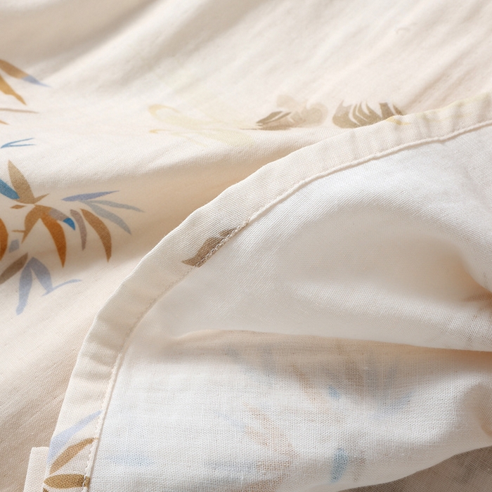 91家纺网 家纺一手货源 找家纺 （总）洛兰沙家居馆【只代发】【只代发】2025新款简约风纯棉双层细纱水洗棉女士睡衣春秋夏季薄款翻领斜襟长袖长裤可外穿家居服套装