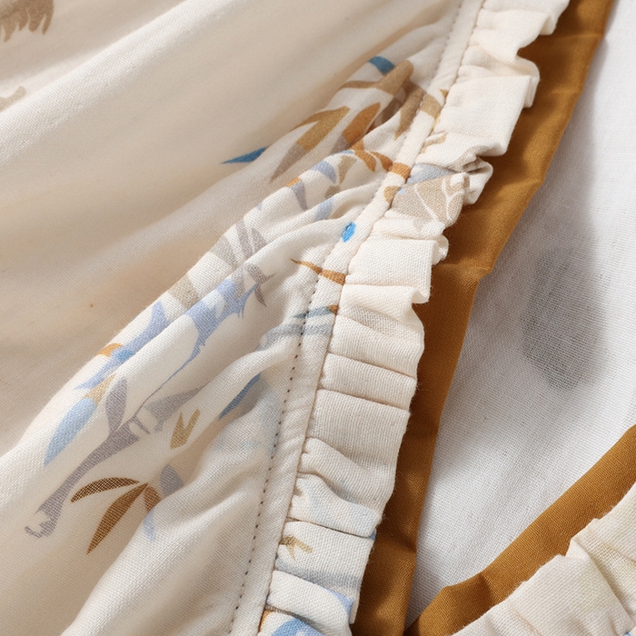 91家纺网 家纺一手货源 找家纺 （总）洛兰沙家居馆【只代发】【只代发】2025新款简约风纯棉双层细纱水洗棉女士睡衣春秋夏季薄款翻领斜襟长袖长裤可外穿家居服套装