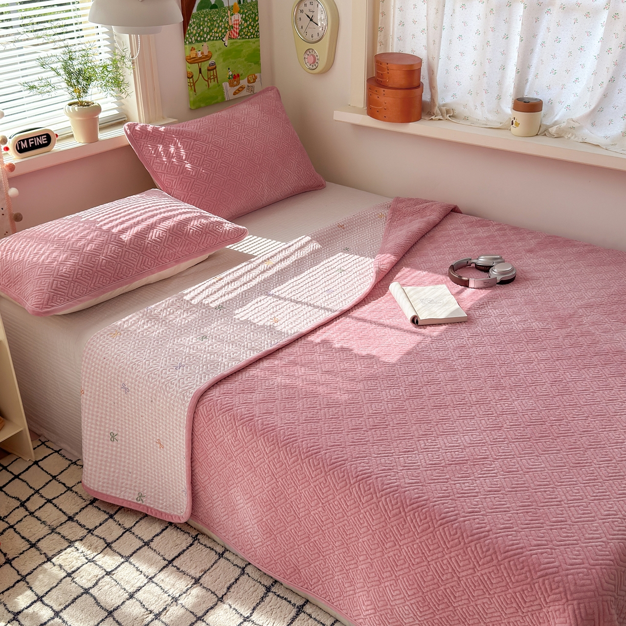 91家纺网 家纺一手货源 找家纺 （总）美优兰 2025新款棉加绒高温砂洗夹棉单床盖 床盖单件