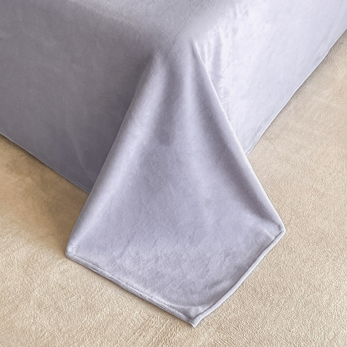 91家纺网 家纺一手货源 找家纺 米彩家纺 2025新款A类牛奶绒立体雕花烂花宽边四件套 蝴蝶紫灰