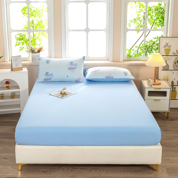 91家纺网 家纺一手货源 找家纺 亦帆枕芯 2025新款水洗棉单床笠单品床笠床笠单件床笠三件套 幻彩小熊-蓝