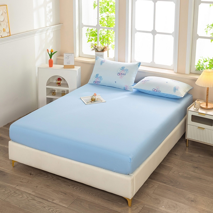 91家纺网 家纺一手货源 找家纺 亦帆枕芯 2025新款水洗棉单床笠单品床笠床笠单件床笠三件套 幻彩小熊-蓝