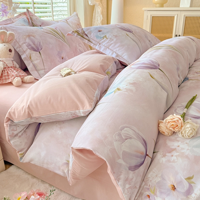 91家纺网 家纺一手货源 找家纺 （总）巧玲珑 2025新款100%数码印花生态AB版四件套