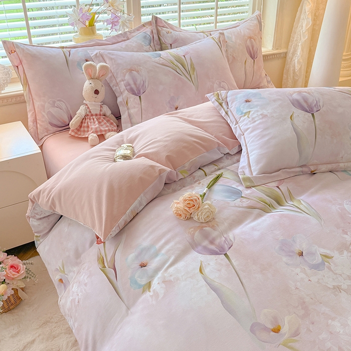 91家纺网 家纺一手货源 找家纺 （总）巧玲珑 2025新款100%数码印花生态AB版四件套