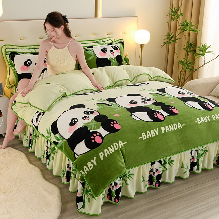 91家纺网 家纺一手货源 找家纺 （总）2025新款牛奶绒印花床裙四件套系列-四件套