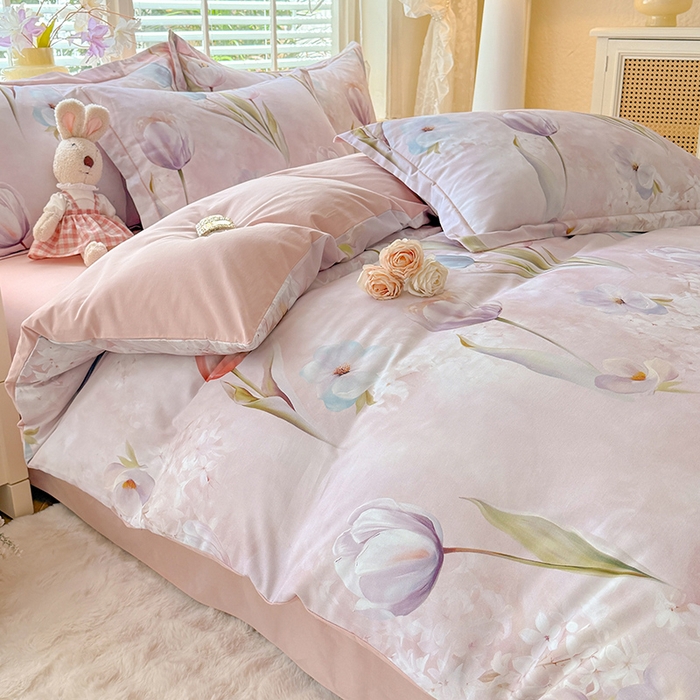 91家纺网 家纺一手货源 找家纺 （总）巧玲珑 2025新款100%数码印花生态AB版四件套