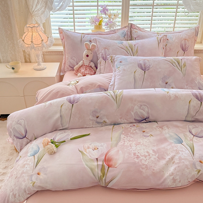 91家纺网 家纺一手货源 找家纺 （总）巧玲珑 2025新款100%数码印花生态AB版四件套