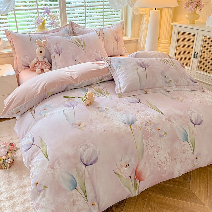 91家纺网 家纺一手货源 找家纺 （总）巧玲珑 2025新款100%数码印花生态AB版四件套