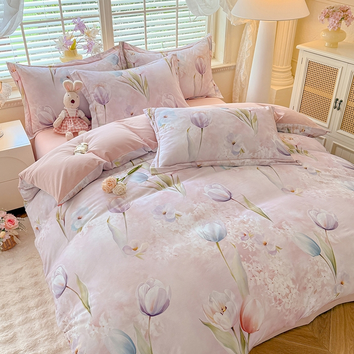 91家纺网 家纺一手货源 找家纺 （总）巧玲珑 2025新款100%数码印花生态AB版四件套