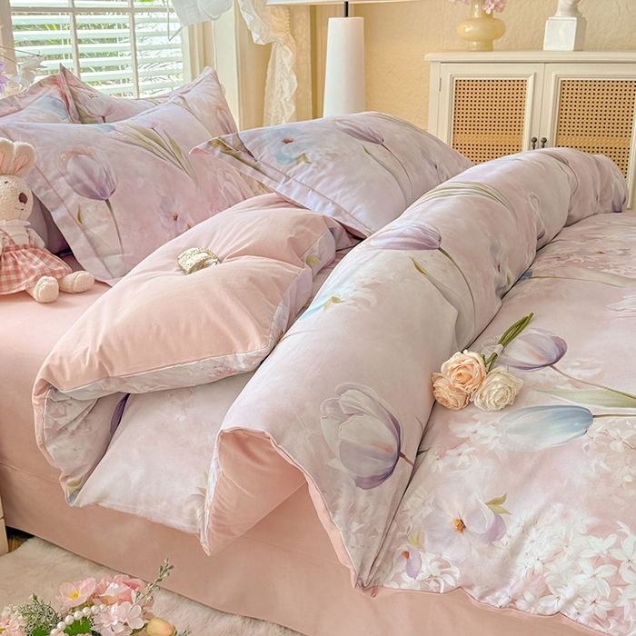 91家纺网 家纺一手货源 找家纺 （总）巧玲珑 2025新款100%数码印花生态AB版四件套