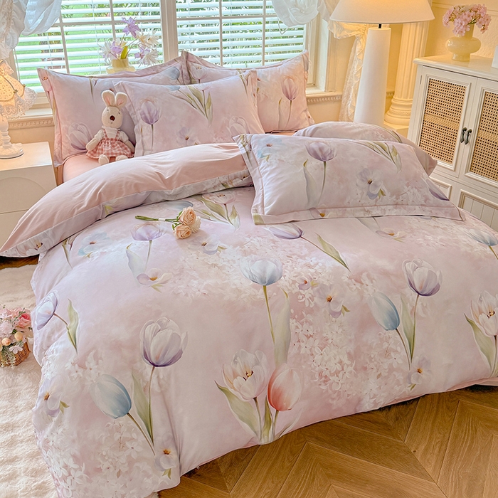 91家纺网 家纺一手货源 找家纺 （总）巧玲珑 2025新款100%数码印花生态AB版四件套