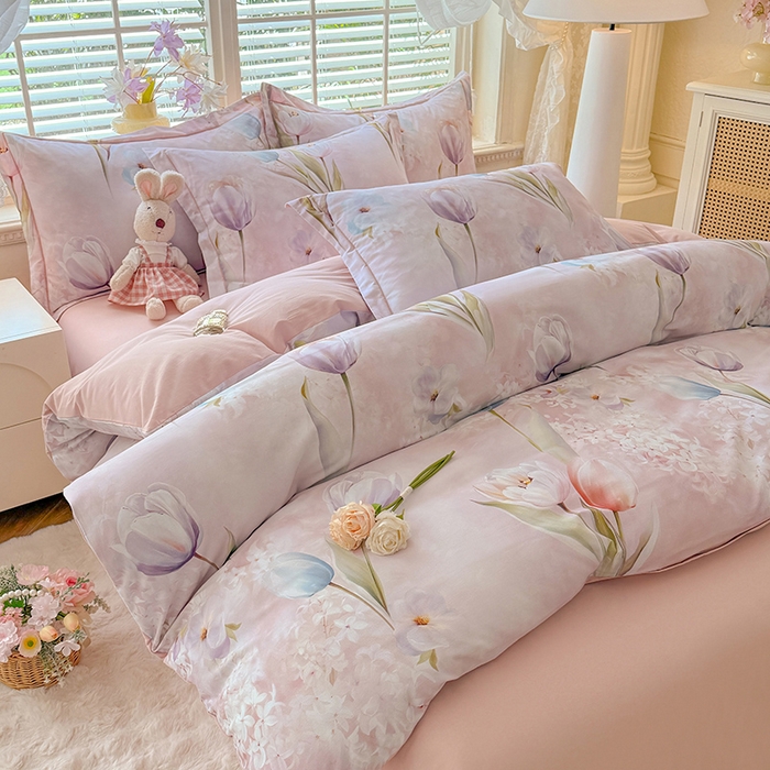 91家纺网 家纺一手货源 找家纺 （总）巧玲珑 2025新款100%数码印花生态AB版四件套