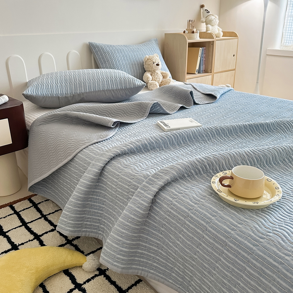 91家纺网 家纺一手货源 找家纺 （总）乐野家居 2025新款A类全棉水洗棉夹棉床盖三件套