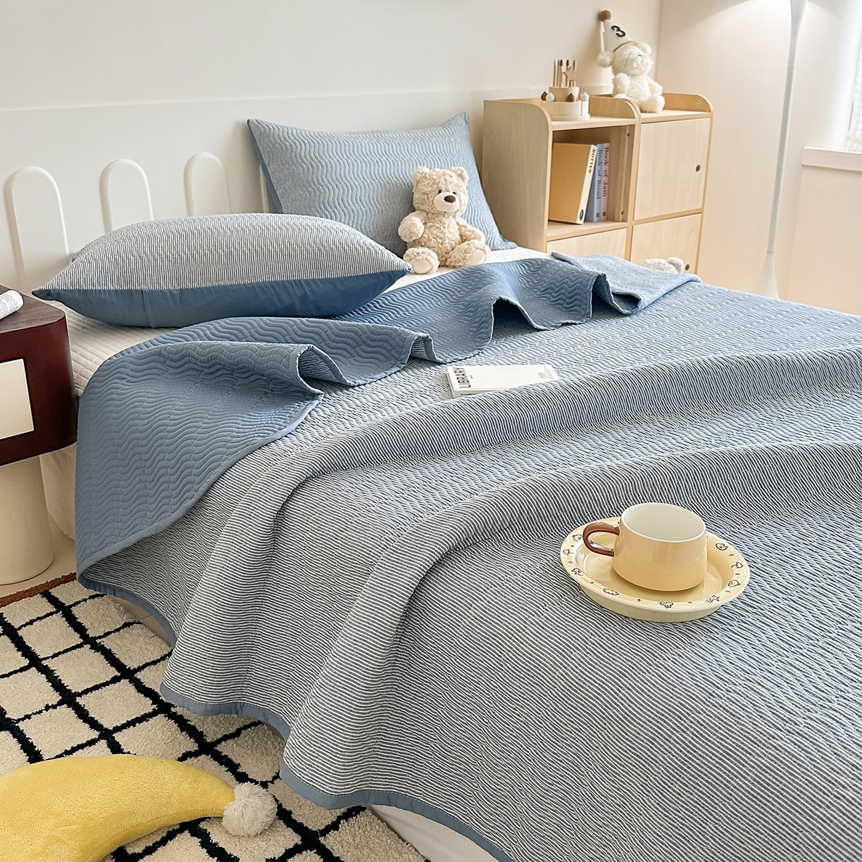 91家纺网 家纺一手货源 找家纺 （总）乐野家居 2025新款A类全棉水洗棉夹棉床盖三件套