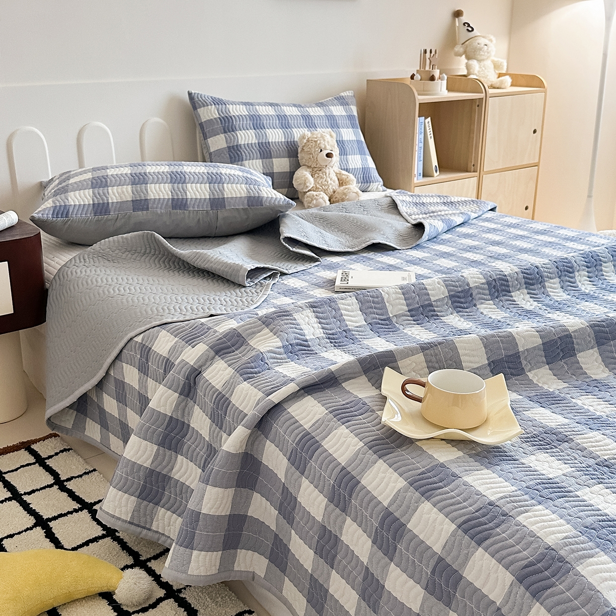 91家纺网 家纺一手货源 找家纺 （总）乐野家居 2025新款A类全棉水洗棉夹棉床盖三件套