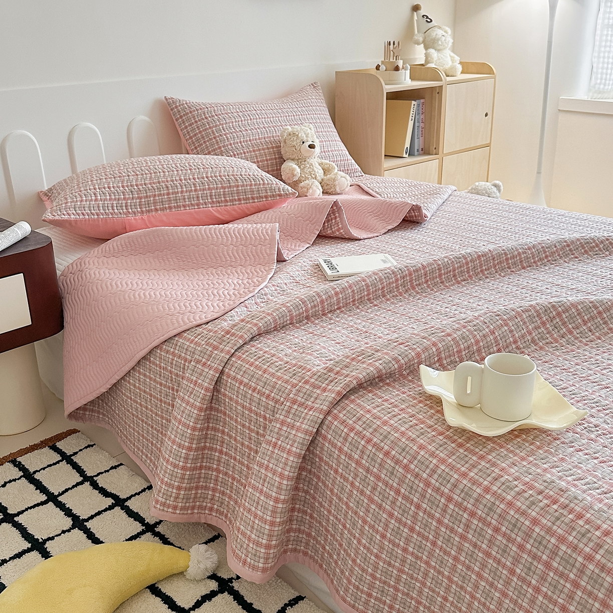 91家纺网 家纺一手货源 找家纺 （总）乐野家居 2025新款A类全棉水洗棉夹棉床盖三件套