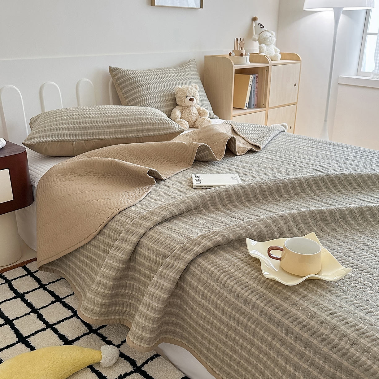 91家纺网 家纺一手货源 找家纺 （总）乐野家居 2025新款A类全棉水洗棉夹棉床盖三件套