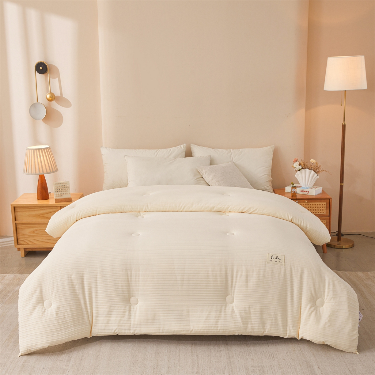 91家纺网 家纺一手货源 找家纺 （总）易博家纺 2025新款无印风良品类提花竖条泡泡纱被冬被被芯春秋被空调被