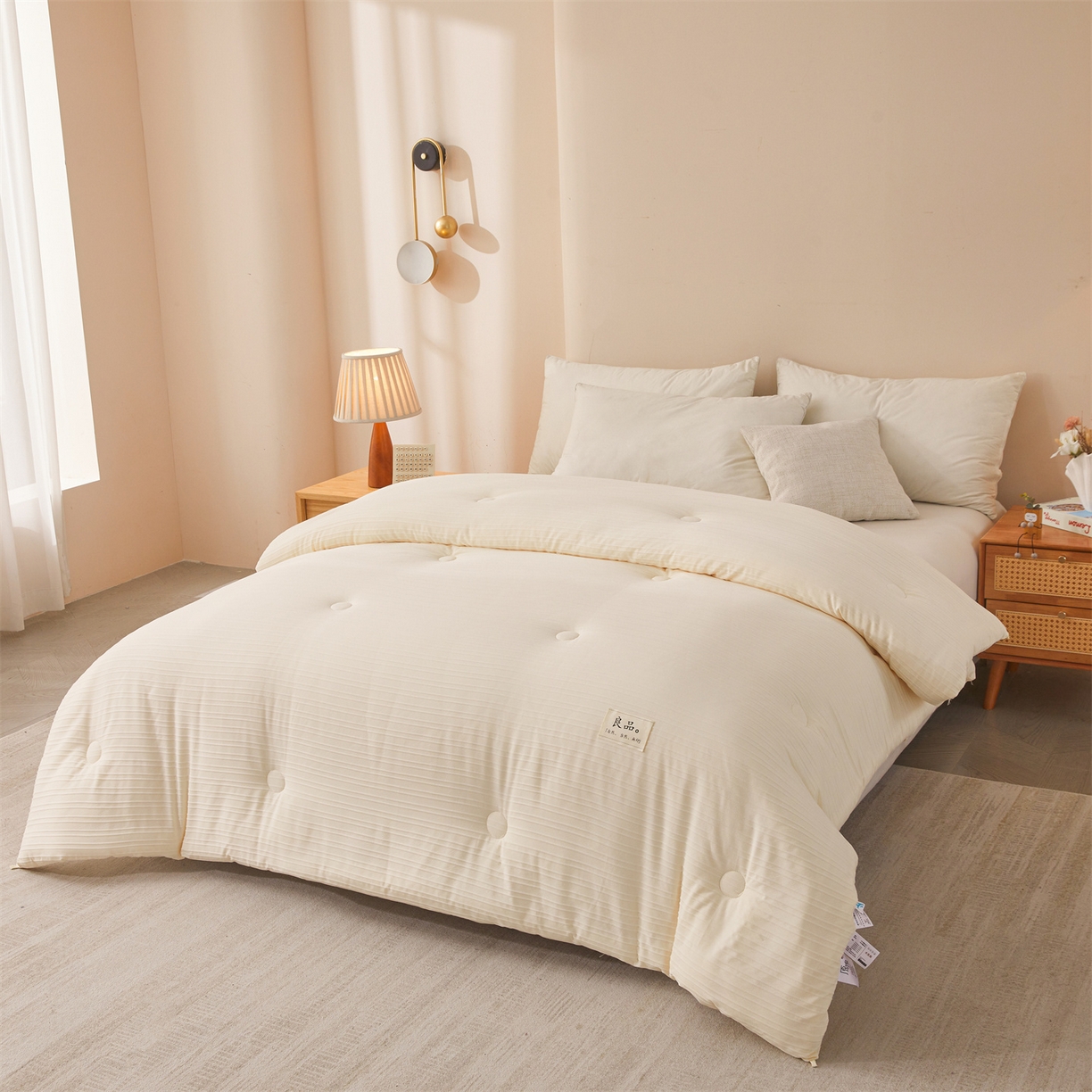 91家纺网 家纺一手货源 找家纺 （总）易博家纺 2025新款无印风良品类提花竖条泡泡纱被冬被被芯春秋被空调被