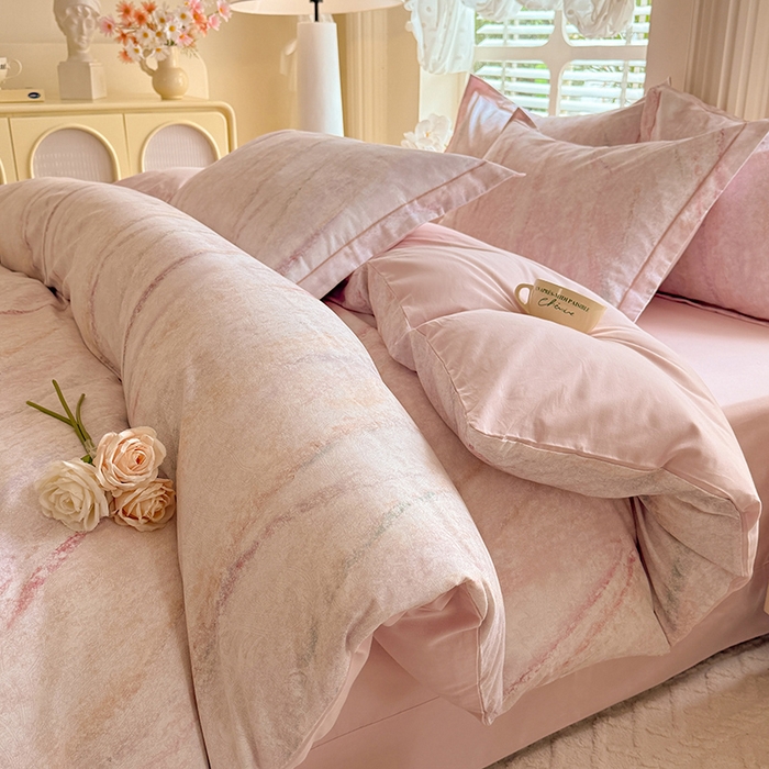 91家纺网 家纺一手货源 找家纺 巧玲珑 2025新款100%数码印花生态AB版四件套 唯一