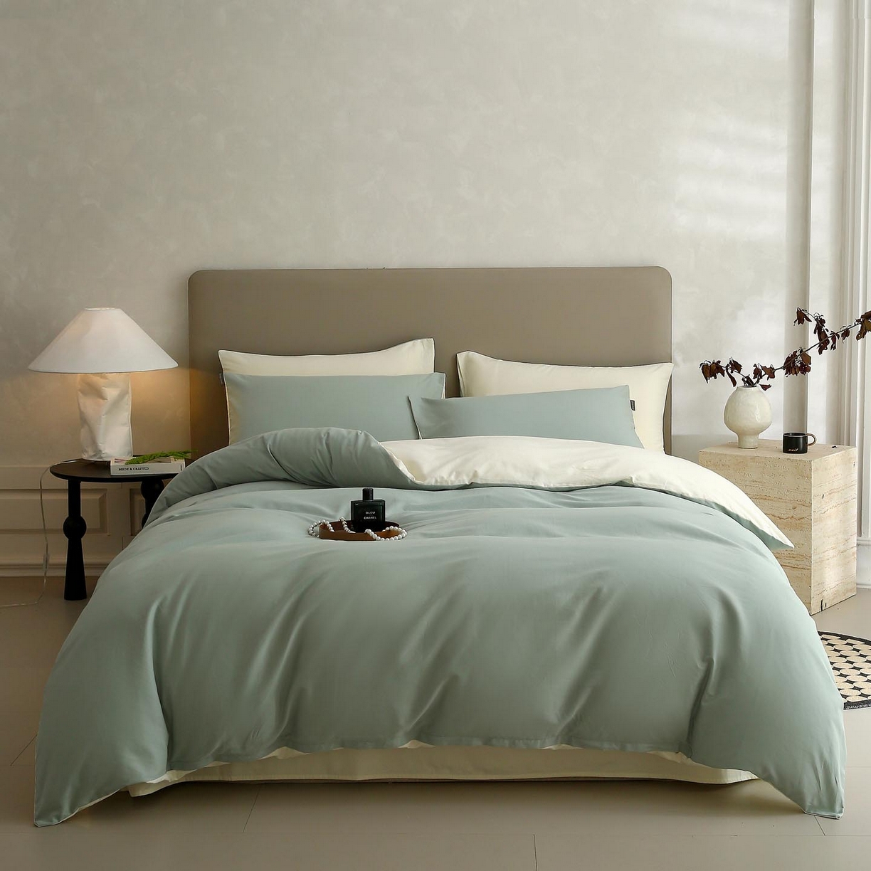 91家纺网 家纺一手货源 找家纺 （总）宜家坊 2025新款A类60支长绒棉纯色磨毛四件套