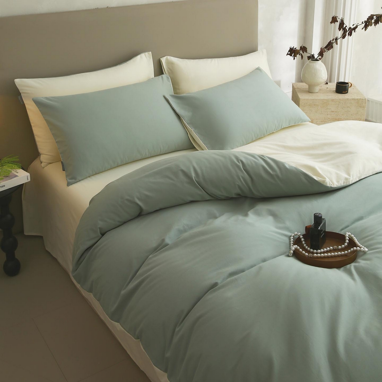 91家纺网 家纺一手货源 找家纺 （总）宜家坊 2025新款A类60支长绒棉纯色磨毛四件套