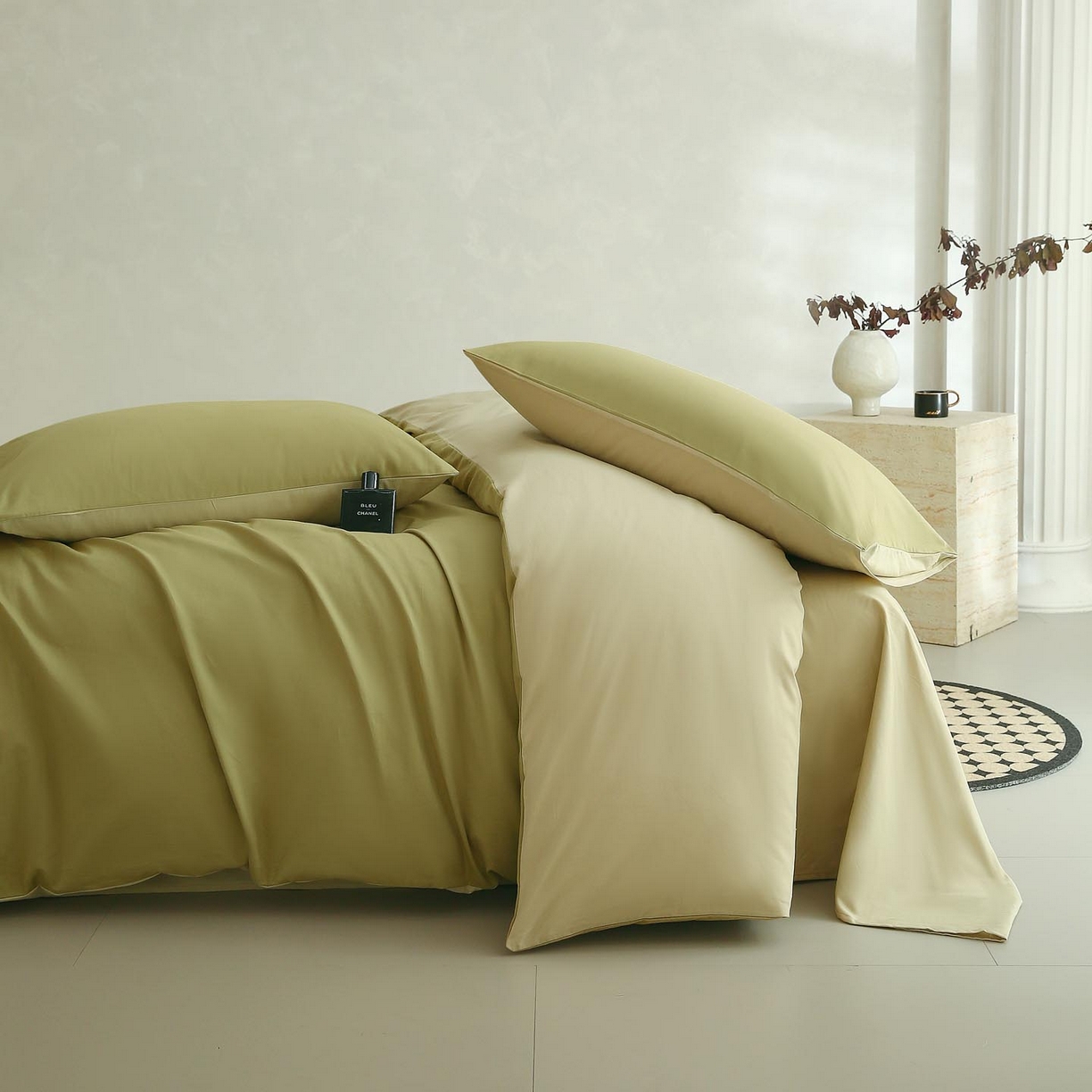 91家纺网 家纺一手货源 找家纺 （总）宜家坊 2025新款A类60支长绒棉纯色磨毛四件套