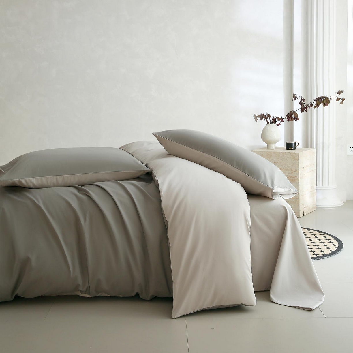 91家纺网 家纺一手货源 找家纺 （总）宜家坊 2025新款A类60支长绒棉纯色磨毛四件套