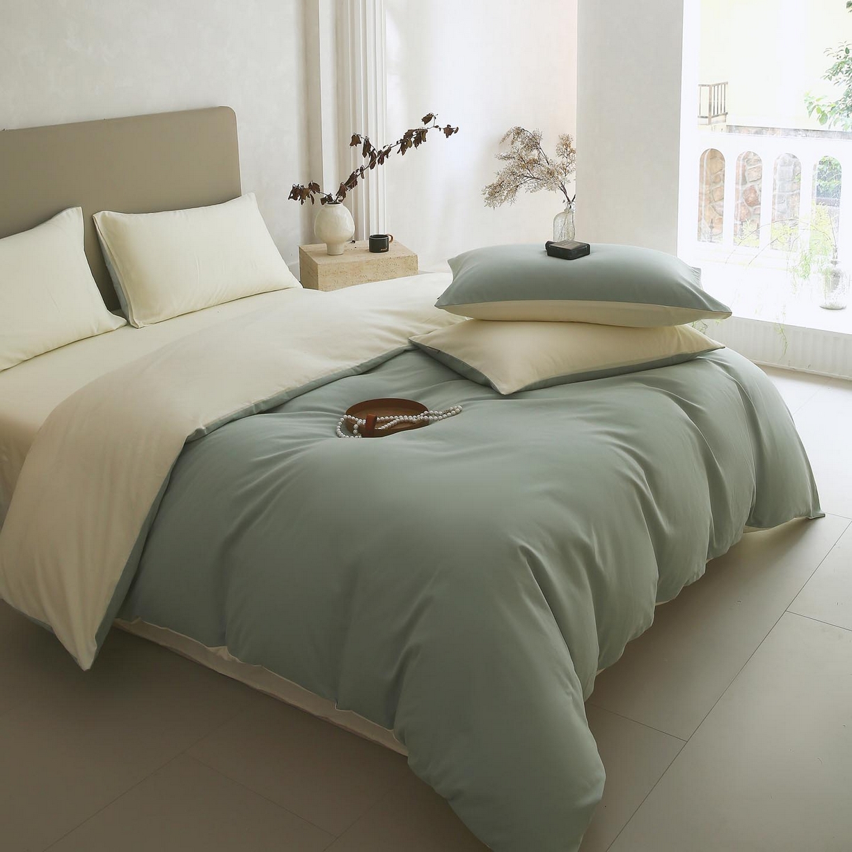 91家纺网 家纺一手货源 找家纺 （总）宜家坊 2025新款A类60支长绒棉纯色磨毛四件套