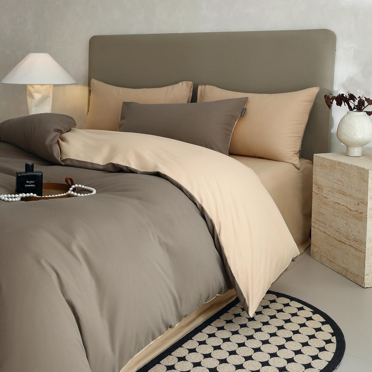 91家纺网 家纺一手货源 找家纺 宜家坊 2025新款A类60支长绒棉纯色磨毛四件套 焦糖曲奇