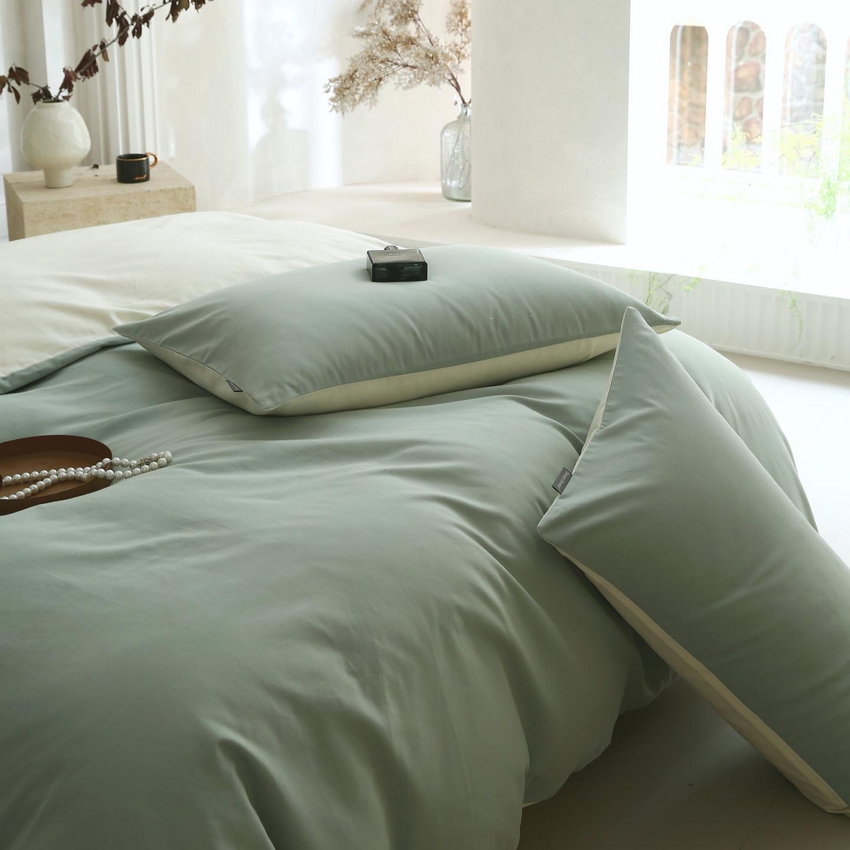 91家纺网 家纺一手货源 找家纺 （总）宜家坊 2025新款A类60支长绒棉纯色磨毛四件套