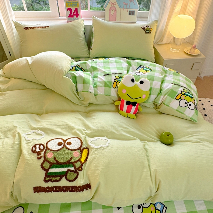 艾特你 2025新款三丽鸥水洗云朵棉毛巾绣四件套-三丽鸥 大眼蛙