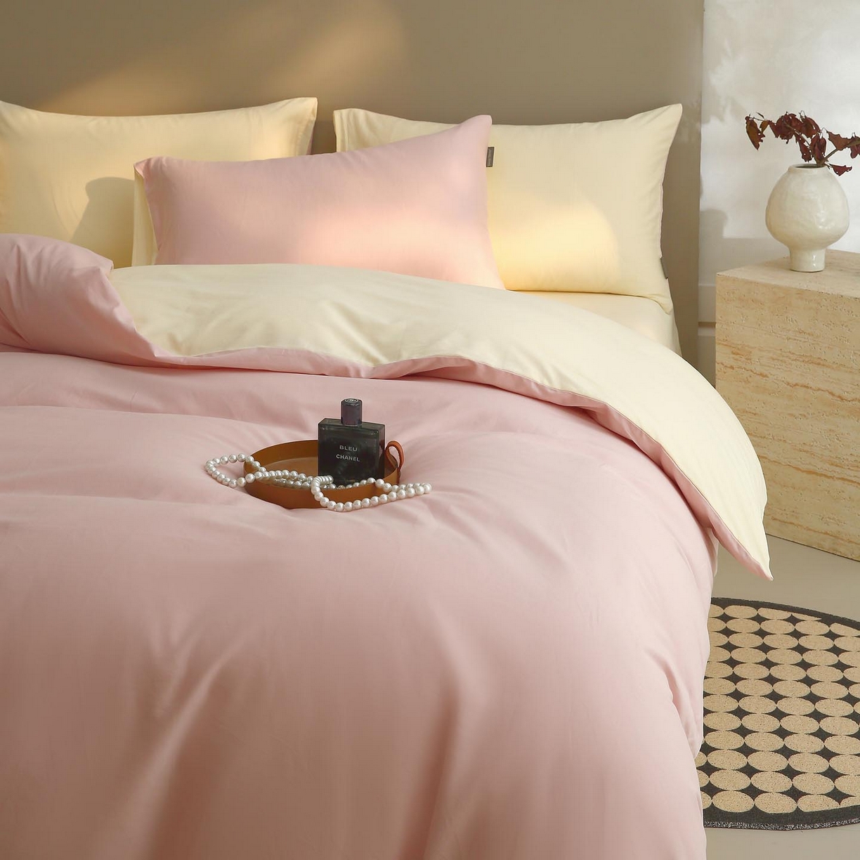 91家纺网 家纺一手货源 找家纺 宜家坊 2025新款A类60支长绒棉纯色磨毛四件套 樱雪黄