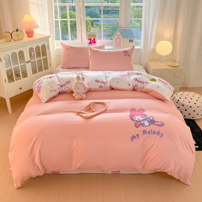 91家纺网 家纺一手货源 找家纺 艾特你 2025新款三丽鸥水洗云朵棉毛巾绣四件套-三丽鸥 飞行美乐